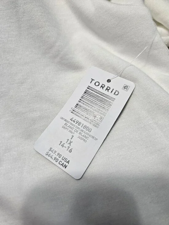 NWT Torrid Tru active white long sleeve shirt size 1(14/16) - Picture 2 of 3